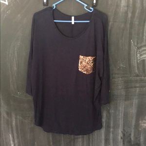 Navy blue tunic with gold pocket